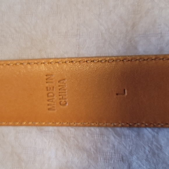 Lauren Ralph Lauren Italian tan leather belt gold tone buckle 39" x 1" Size L - Picture 11 of 11